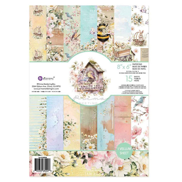 Prima - Double-Sided Paper Pad 6"X8" 15/Pkg - Among the Wildflowers