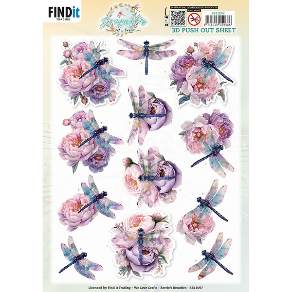 Find It Trading - Dragonflies - 3D Pushout Sheet - Lilac - SB11097