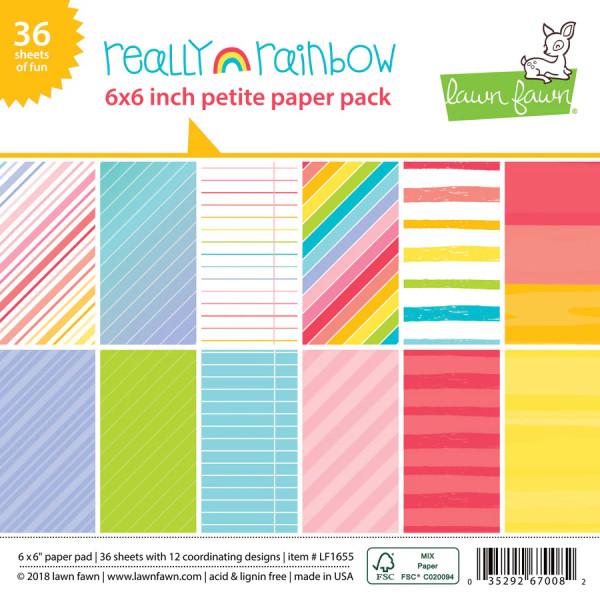 Lawn Fawn -Single-Sided Petite Paper Pack 6"X6" 36/Pkg - Really Rainbow