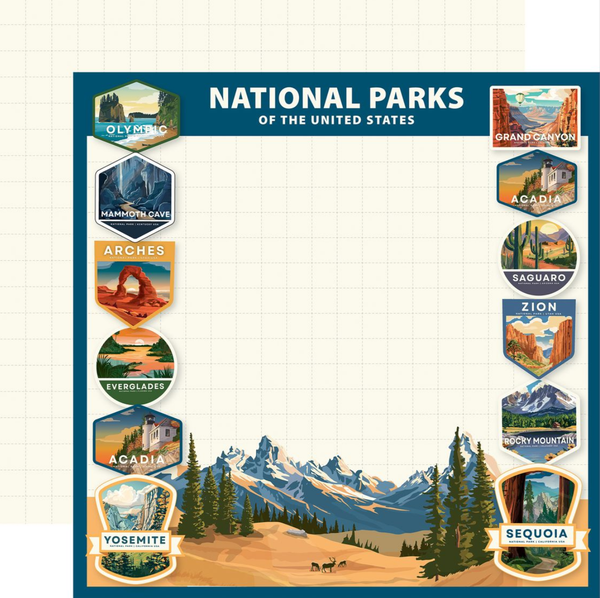 Carta Bella - Double-Sided Cardstock t 12"X12" - National Parks No2  - Adventure Layout  - CBNT504008