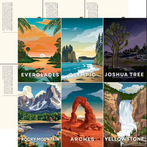 Carta Bella - Double-Sided Cardstock t 12"X12" - National Parks No2  - Outdoors Journaling Cards  - CBNT504010