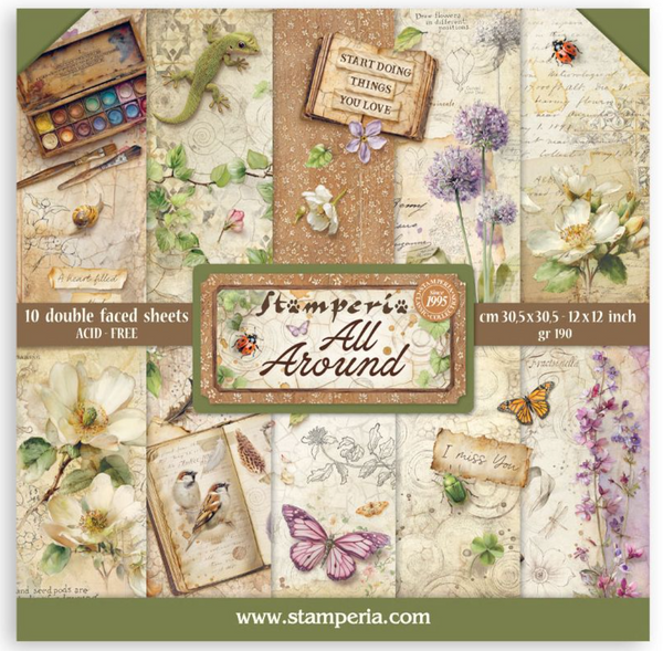 Stamperia - Scrapbooking Double-Sided Paper Pad 12"X12" 10/Pkg - All Around - SBBL187
