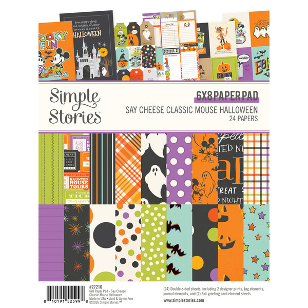 Simple Stories- Paper Pack 6"X8" - Say Cheese Classic Mouse Halloween - 27216