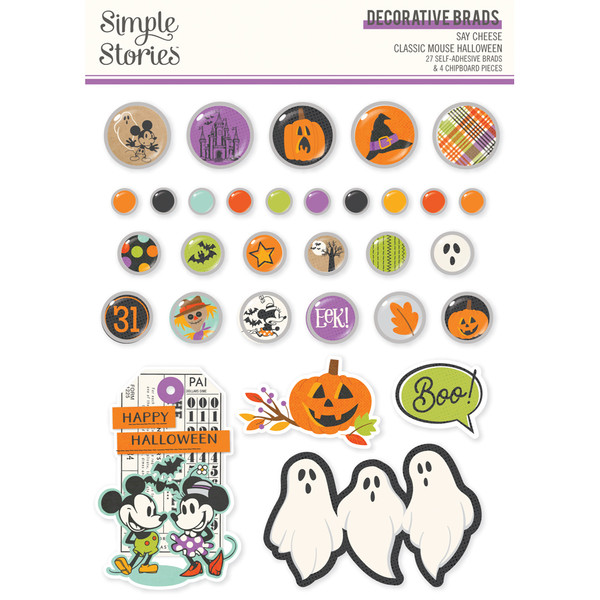 Simple Stories - Decorative Brads 27/Pkg - Say Cheese Classic Mouse Halloween - 27222