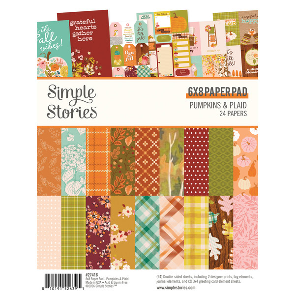 Simple Stories- Paper Pad 6"X8" - Pumpkins & Plaid - 27416