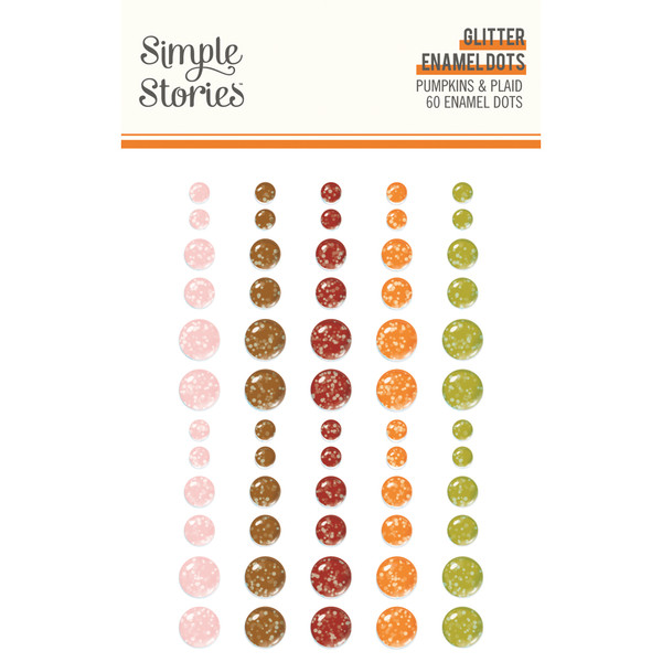 Simple Stories- Glitter Enamel Dots 60/Pkg - Pumpkins & Plaid - 27424
