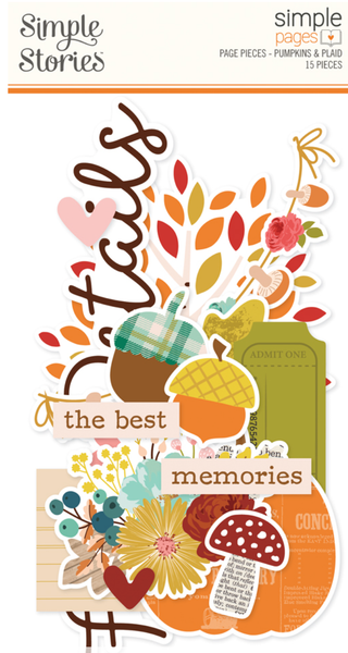 Simple Stories- Simple Page Pieces 15/Pkg - Pumpkins & Plaid - 27425