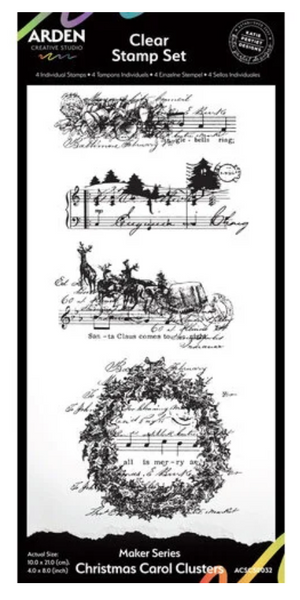 Katie Pertite - Arden - Clear Stamp Set 4x8 - Christmas Cheer - Christmas Carol Clusters - ACSCS0032