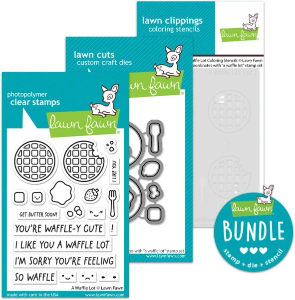 Lawn Fawn Stamp, Die & Stencil Bundle - A Waffle Lot LF3303/LF3304?LF3970