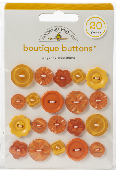 Doodlebug - Boutique Buttons 20/Pkg - Tangerine