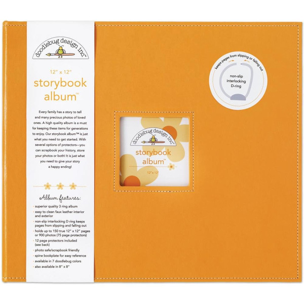 Doodlebug - Storybook D-Ring Album 12"X12" - Tangerine - 2725