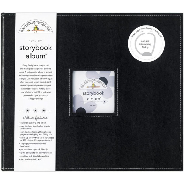Doodlebug - Storybook D-Ring Album 12"X12" - Beetle Black - 2729