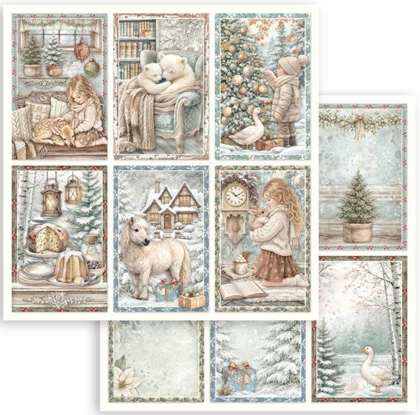 Stamperia - Double Sided Cardstock 12x12 - White Christmas - 6 Cards - SBB1158