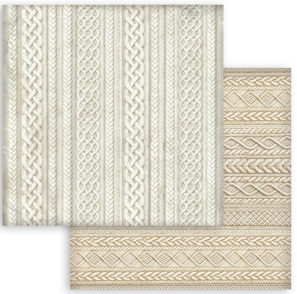 Stamperia - Double Sided Cardstock 12x12 - White Christmas - Knitted Patterns - SBB1161