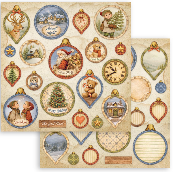 Stamperia - Double Sided Cardstock 12x12 - Silent Night -  Ornaments - SBB1167