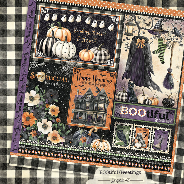 Graphic 45 - Double-Sided Card Stock 12x12  - BOOtiful Greetings -Signature Cut-Apart -  4503301