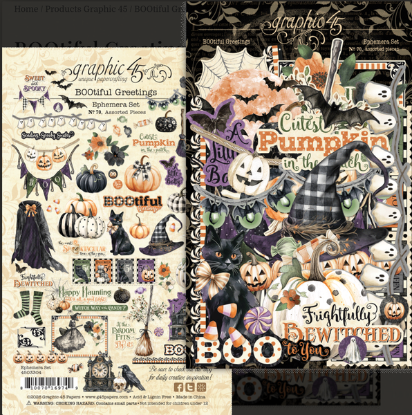 Graphic 45 - Ephemera Set - BOOtiful Greetings - 4503304