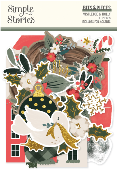 Simple Stories - Bits & Pieces Ephemera 111/Pkg- Mistletoe & Holly - 27719