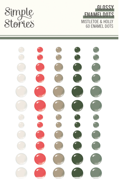 Simple Stories - Enamel Dots 60Pkg- Mistletoe & Holly - 27723