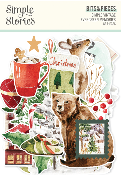 Simple Stories - Bits & Pieces Set 82/Pkg - Simple Vintage Evergreen Memories - 27826