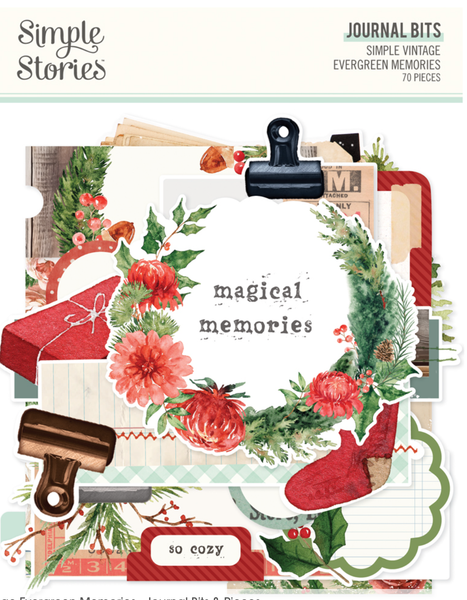 Simple Stories  - Journal Bits & Pieces Set  70/Pkg - Simple Vintage Evergreen Memories - 27827