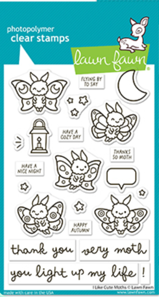 Lawn Fawn - Stamp Set - I Like Cute Moths - 4192