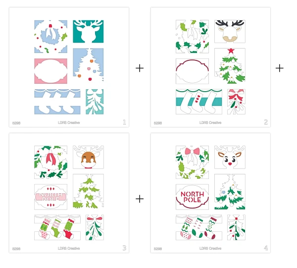 LDRS Creative - Postage Collage Layering Stencils - Tis the Season -  5298