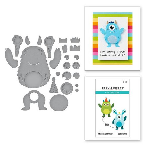 Spellbinders Etched Dies From The Monster  Birthday Collection Dancin' Birthday Monster