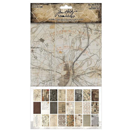 Tim Holtz IdeaOlogy Halloween 2024 DoubleSided Backdrops 6" X 10