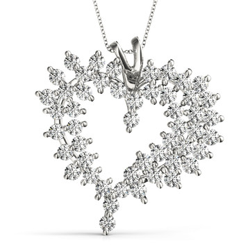 Snowflake Heart Lab-Grown G-H/VS Diamond Pendant 14K Gold Setting 2.00ct TW Snowflake Heart Lab-Grown G-H/VS Diamond Pendant 14K Gold Setting 2.00ct TW