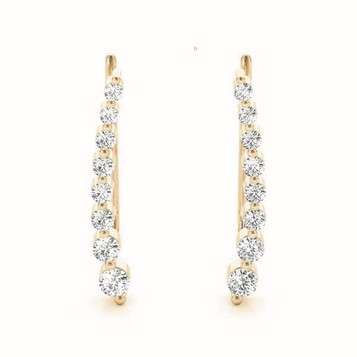 Womens LG Diamond Climber Earrings 14k Gold (0.24ctw)