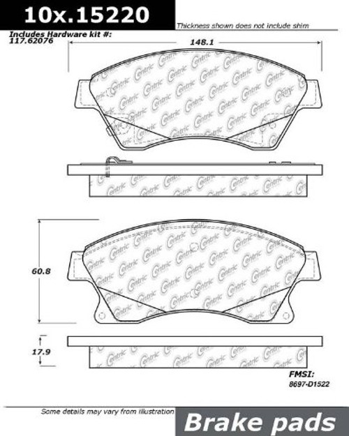 105.15220 Posi Quiet Ceramic Front Brake Pads - Chevrolet Cruze