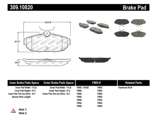 309.10820 StopTech Street Performance Rear Brake Pads - Ford Mustang