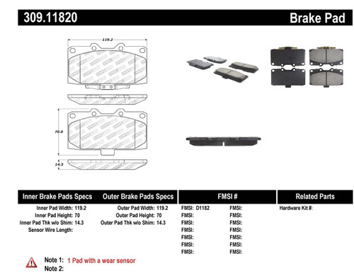 309.11820 StopTech Street Performance Front Brake Pads – Subaru, Mazda