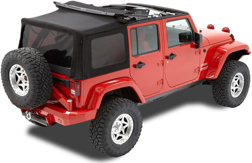 7984717 Bestop Soft Top OEM Replace-A-Top With Tinted Windows & No Door Skins (Premium Black Twill) - Jeep Wrangler JK 4-Door 2010-2018