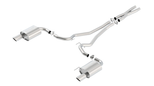 140590 Borla S-Type Cat-Back Exhaust System (2.5" Pipe Diameter & 4.0" Single Round Rolled Angle-Cut Polished Tips) - Ford Mustang GT 5.0L V8 2015-2017