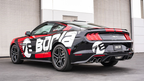 140746 Borla ATAK Cat-Back Exhaust System (3.0" Pipe Diameter & 4.0" Dual Round Rolled Angle-Cut Long Polished Stainless Tips) - Ford Mustang GT 5.0L V8 w/o Active Exhaust 2018-2023