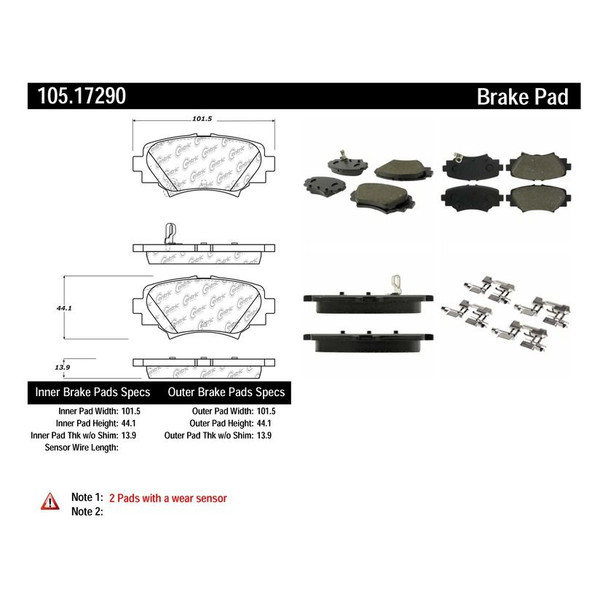 105.17290 Posi Quiet Ceramic Rear Brake Pads - Mazda