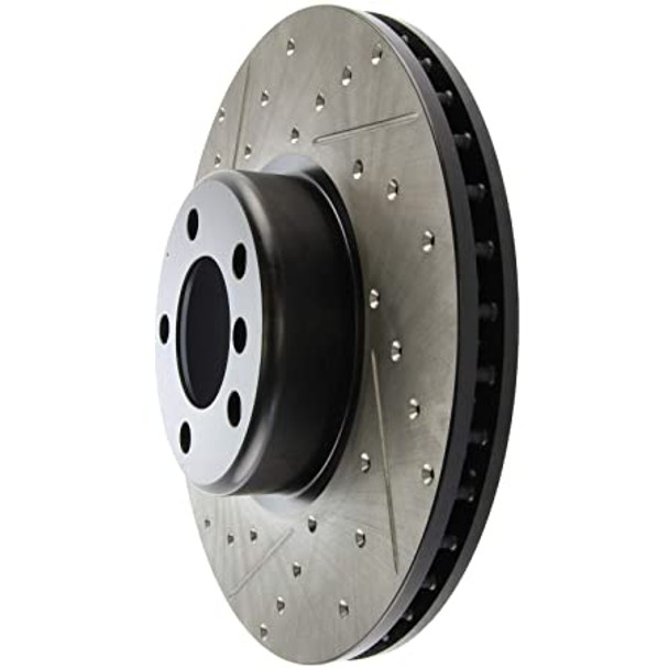 127.34140L + 127.34140R StopTech Drilled and Slotted Front Sport Brake Rotors - BMW