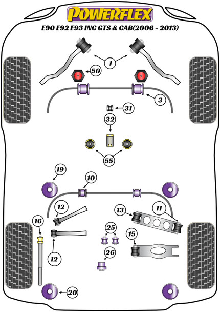 PFF5-401G Powerflex Front Radius Arm To Chassis Bush Caster Adjust