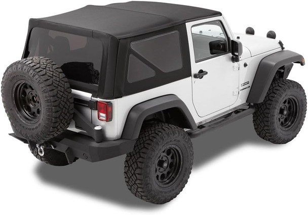 7984617 Bestop Soft Top OEM Replace-A-Top With Tinted Windows & No Door Skins (Premium Black Twill) - Jeep Wrangler JK 2-Door 2010-2018