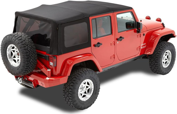 7984717 Bestop Soft Top OEM Replace-A-Top With Tinted Windows & No Door Skins (Premium Black Twill) - Jeep Wrangler JK 4-Door 2010-2018