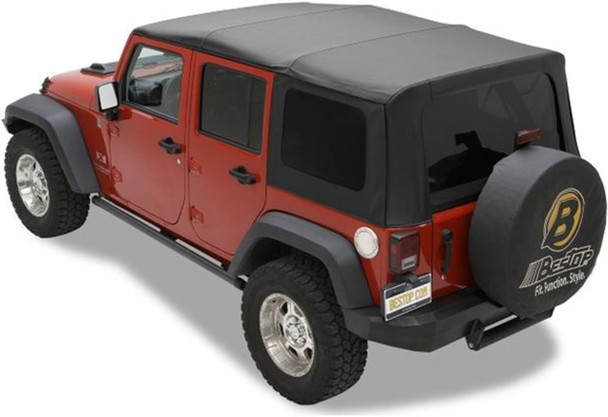 7914735 Bestop Soft Top OEM Replace-A-Top With Tinted Windows & No Door Skins (Black Diamond) - Jeep Wrangler JK 4-Door 2010-2018