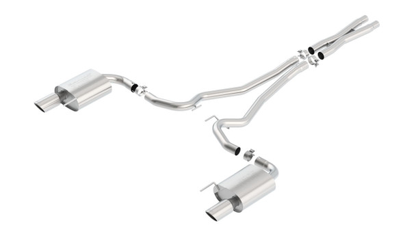 140590 Borla S-Type Cat-Back Exhaust System (2.5" Pipe Diameter & 4.0" Single Round Rolled Angle-Cut Polished Tips) - Ford Mustang GT 5.0L V8 2015-2017
