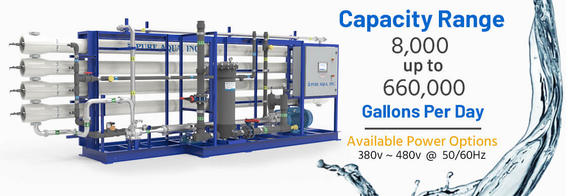 seawater desalination reverse osmosis industrial systems SWRO 8000-500000 gpd specifications