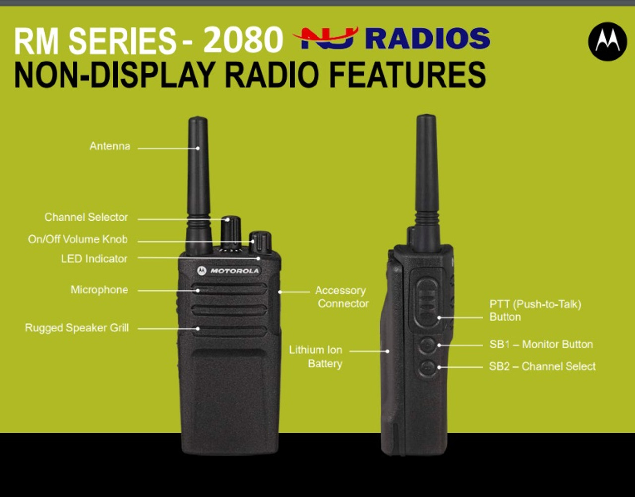 Motorola RMU2080 with NOAA is the work horse of most warehouse and retail  stores that want an easy to use radio that is durable