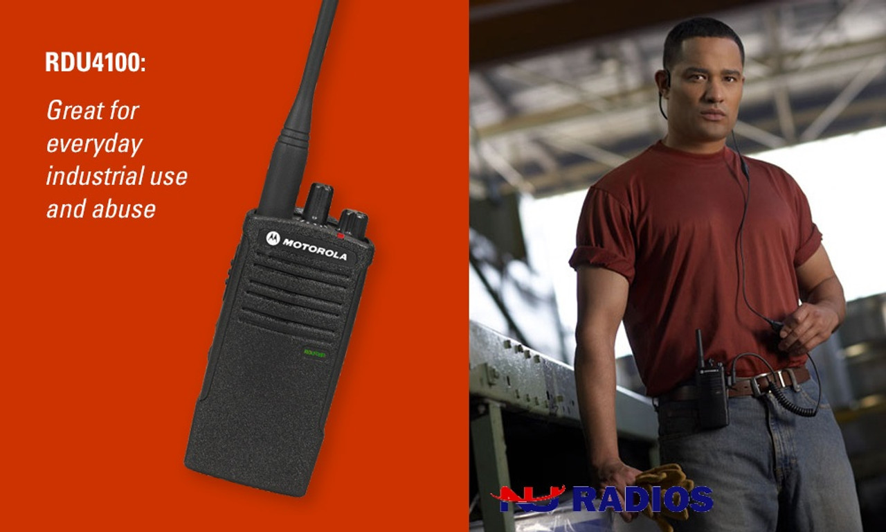 Motorola RDU4100 Watt Business 2-Way UHF Radio is just what you need.  This radios is a workhorse and gets the job done. Perfect for construction  sites, schools, large warehouses and malls.