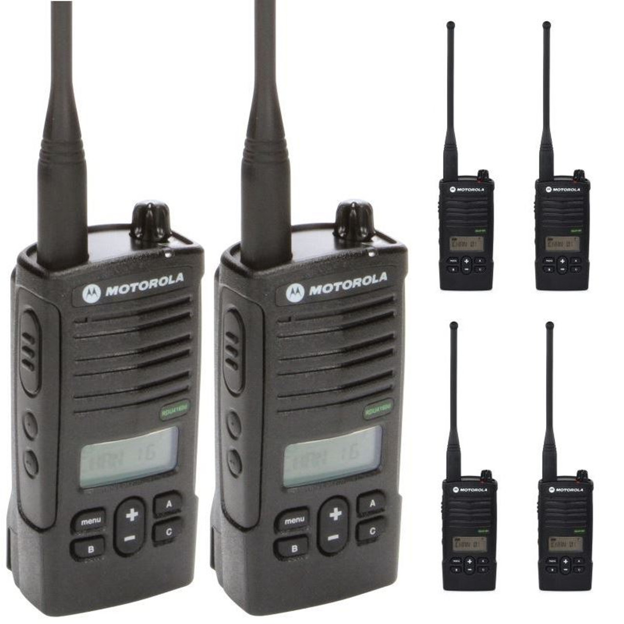 Six Pack of Motorola RDU4160D radios will give you an easy to read Display  and is Watts. This radios is a workhorse and gets the job done. Perfect  for construction sites,