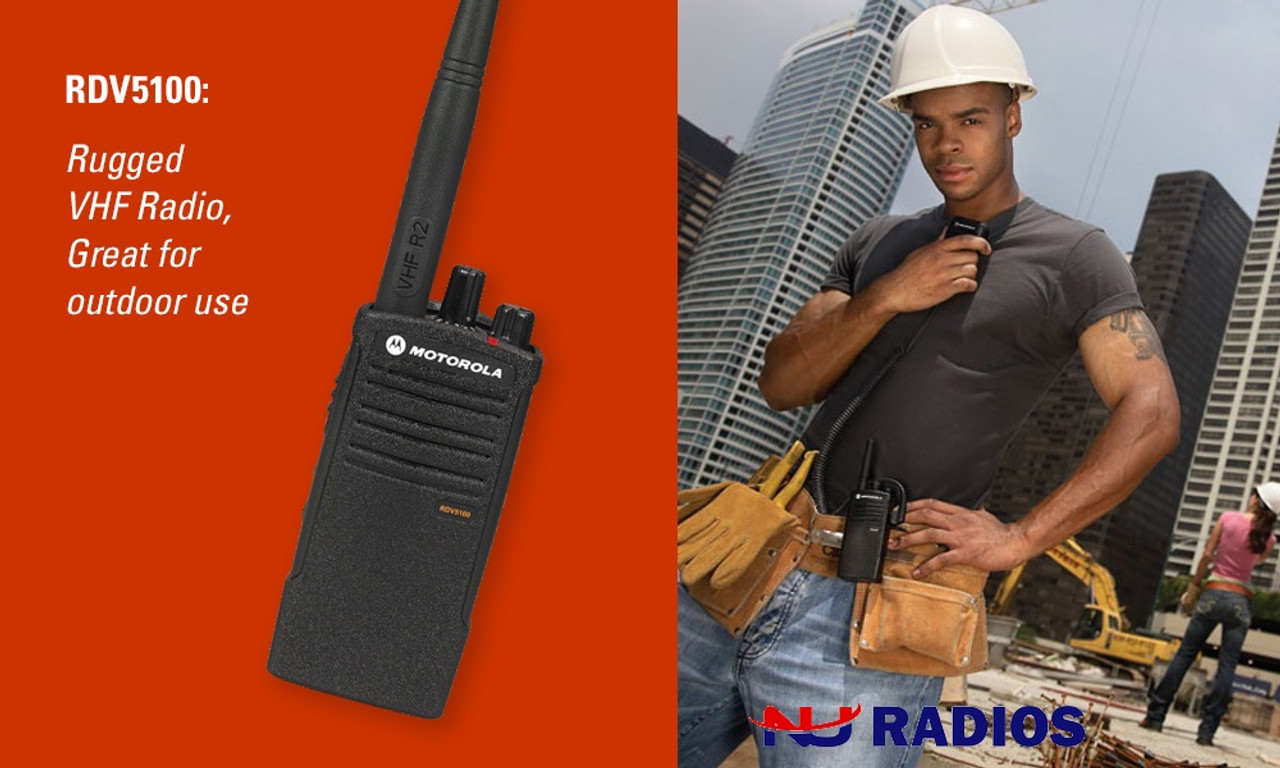 Motorola RDV5100 Six Pack of Watt Business 2-Way VHF Radios is just what  you need. This radios is a workhorse and gets the job done. Perfect for  construction sites, farms, large