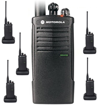 Motorola RDU4100 is ideal for construction, industrial, warehousing, manufacturing, and other business that need durability and power. This six pack really out performs all others when it comes to toughness. With a metal die-cast chassis encased in polycarbonate.